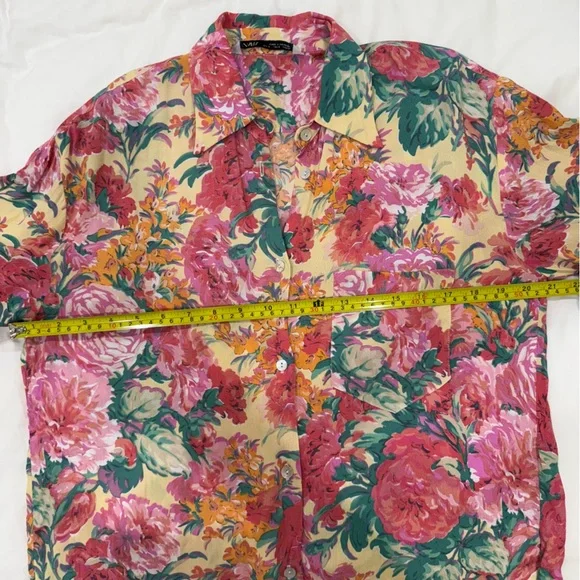 Zara Floral Button-Down Shirt - Red Green pink orange - Picture 6 of 6